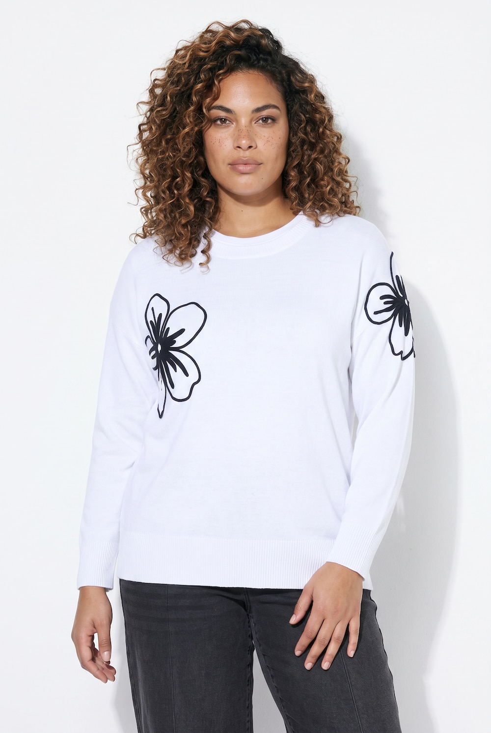 Pullover, Loose Fit, Blüten-Applikation