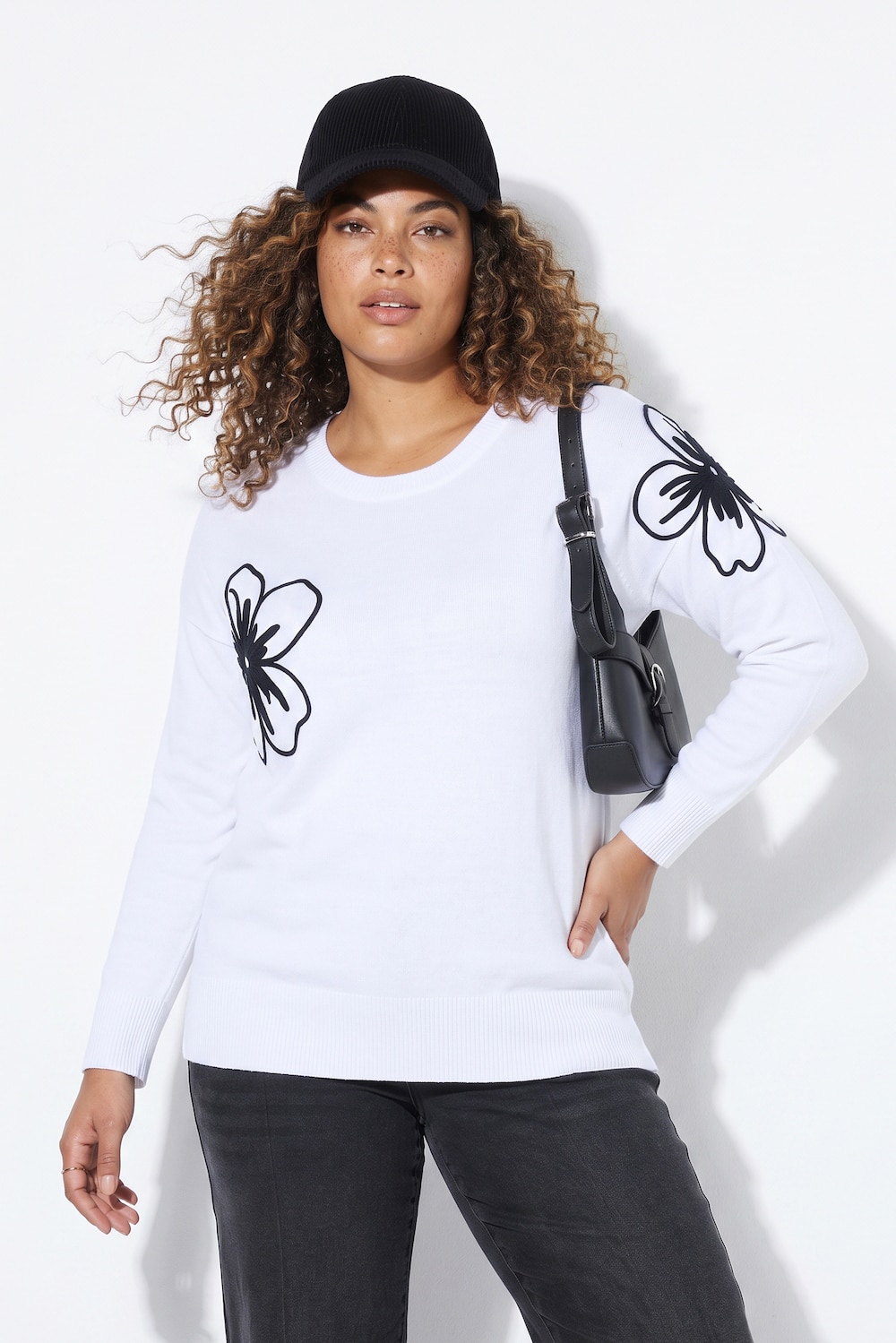 Pullover, Loose Fit, Blüten-Applikation
