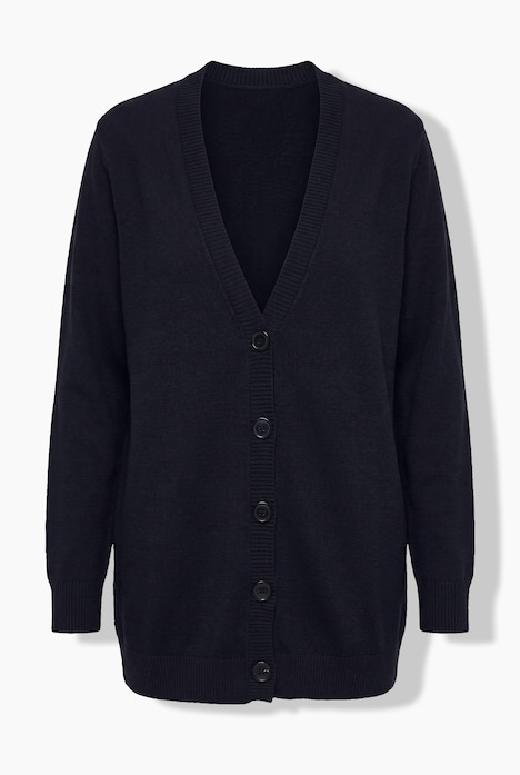 Long-Strickjacke, Regular Fit, V-Ausschnitt