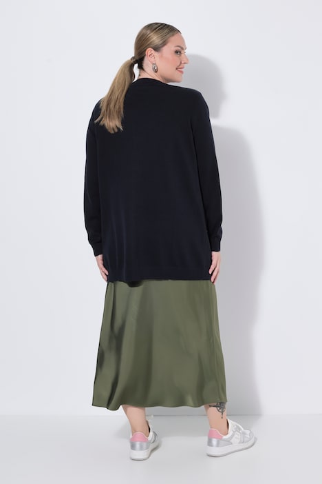 Long-Strickjacke, Regular Fit, V-Ausschnitt
