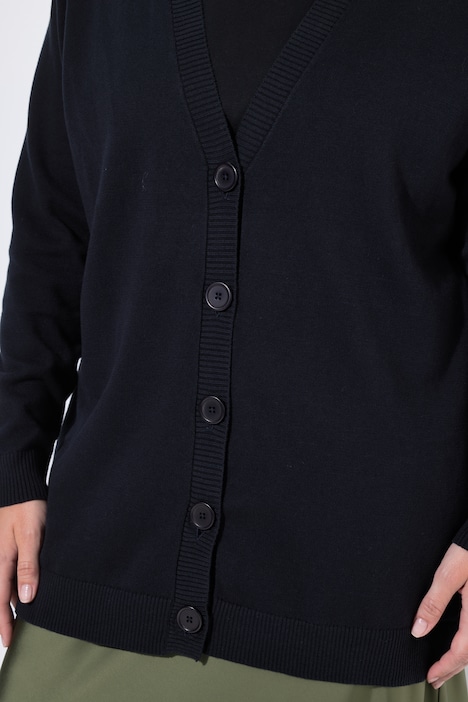 Long-Strickjacke, Regular Fit, V-Ausschnitt