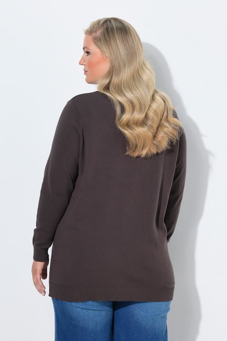 Long-Strickjacke, Regular Fit, V-Ausschnitt