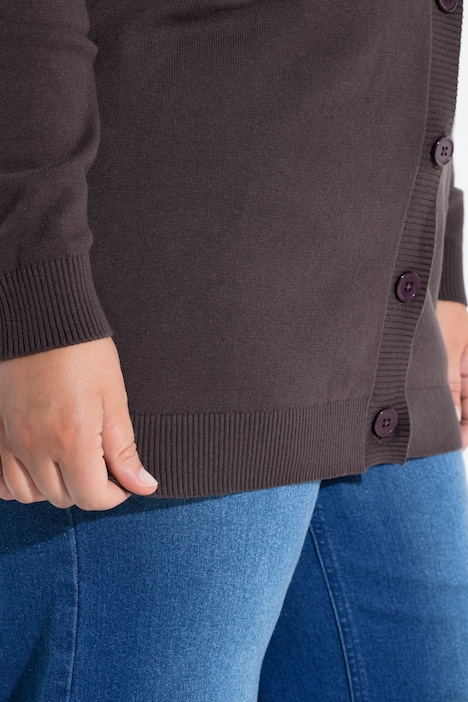 Long-Strickjacke, Regular Fit, V-Ausschnitt