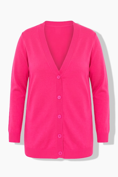 Long-Strickjacke, Regular Fit, V-Ausschnitt