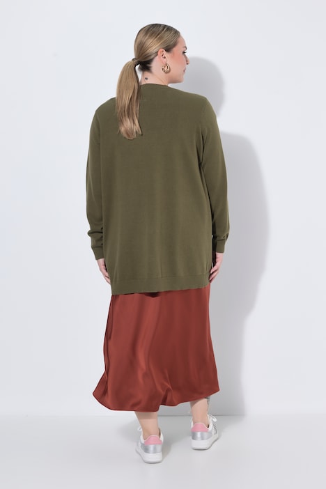 Long-Strickjacke, Regular Fit, V-Ausschnitt