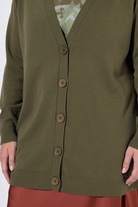 Long-Strickjacke, Regular Fit, V-Ausschnitt