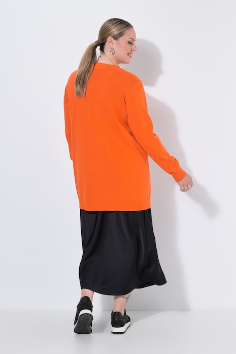 Long-Strickjacke, Regular Fit, V-Ausschnitt