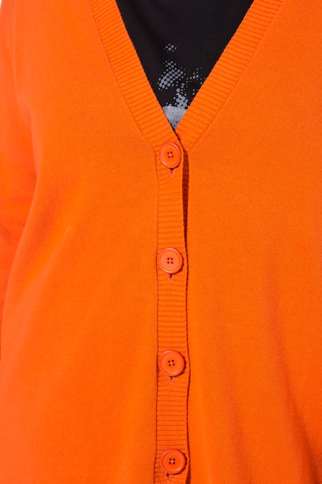 Long-Strickjacke, Regular Fit, V-Ausschnitt