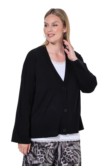 Strickjacke, Boxy Fit, weiter Langarm