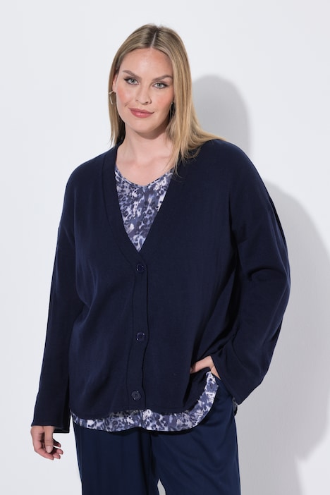 Strickjacke, Boxy Fit, weiter Langarm