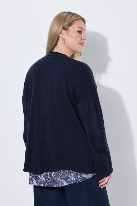 Strickjacke, Boxy Fit, weiter Langarm