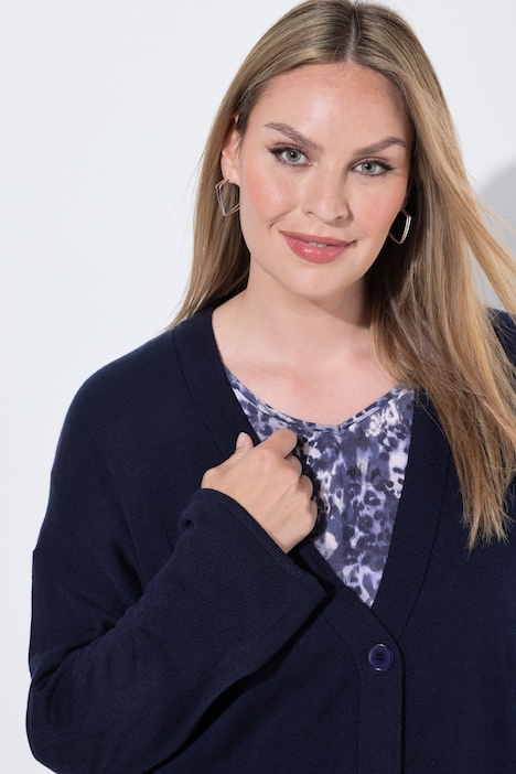Strickjacke, Boxy Fit, weiter Langarm