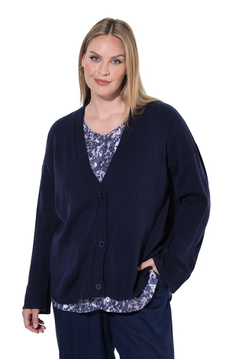 Cardigan, boxy fit, wide long sleeve