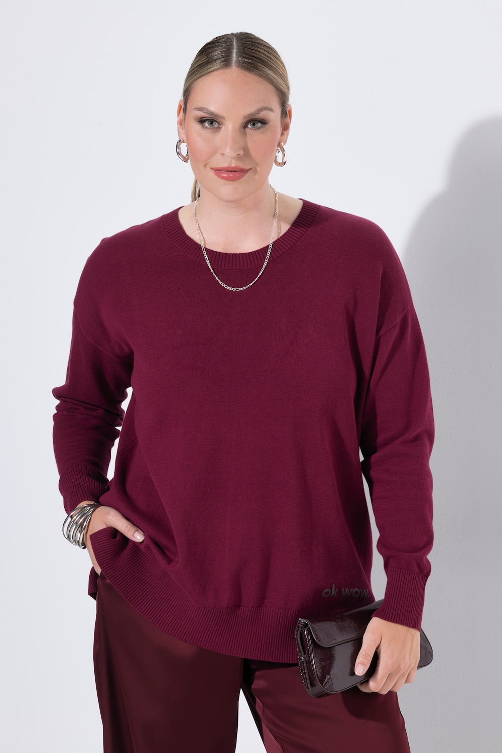 Pullover, Loose Fit, Schriftzug am Saum, Langarm