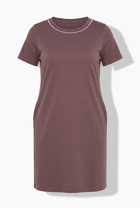 Jerseykleid, A-Linie, Zierperlen, Halbarm