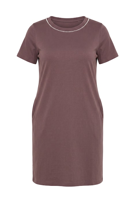 Jerseykleid, A-Linie, Zierperlen, Halbarm