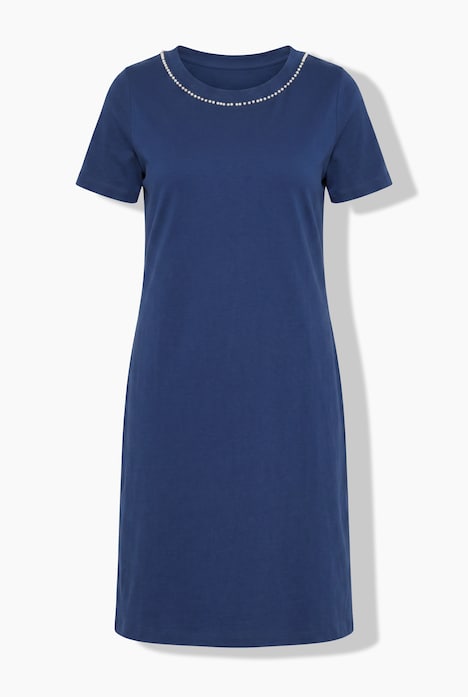 Jerseykleid, A-Linie, Zierperlen, Halbarm