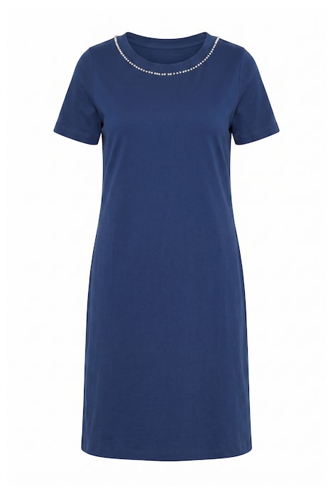 Jerseykleid, A-Linie, Zierperlen, Halbarm
