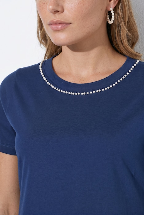Jerseykleid, A-Linie, Zierperlen, Halbarm