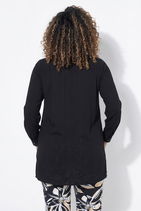 Bluse, A-Linie, Tunika-Ausschnitt, Seitenschlitze