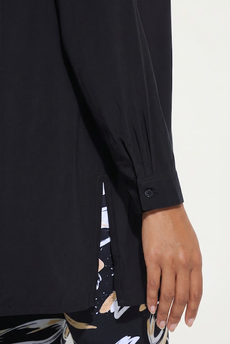 Bluse, A-Linie, Tunika-Ausschnitt, Seitenschlitze