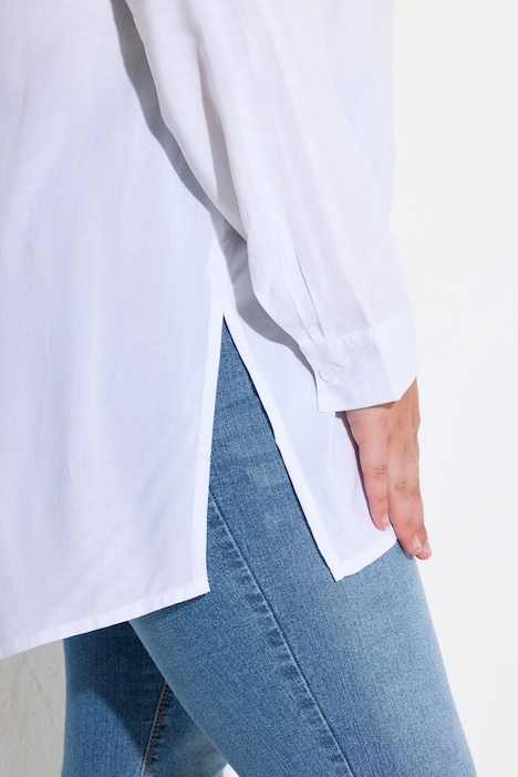 Bluse, A-Linie, Tunika-Ausschnitt, Seitenschlitze