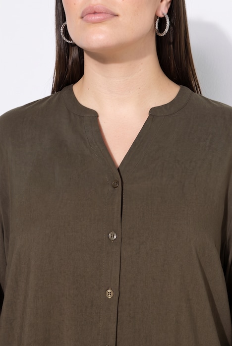 Bluse, A-Linie, Tunika-Ausschnitt, Seitenschlitze