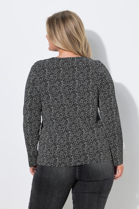 Shirt Doppelpack, Uni/Punkte, Classic, V-Ausschnitt, Langarm