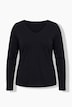 Shirt Doppelpack, Uni/Punkte, Classic, V-Ausschnitt, Langarm
