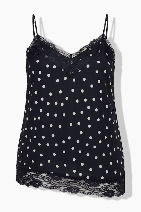Chiffon-Top, A-Line, Dots, Spitze