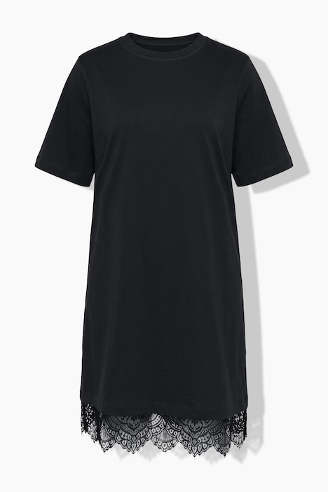 Shirt-Kleid, asymmetrischer Spitzensaum