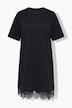 Shirt-Kleid, asymmetrischer Spitzensaum