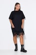 Shirt-Kleid, asymmetrischer Spitzensaum