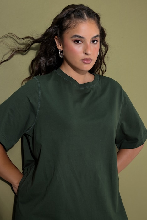 Shirt-Kleid, asymmetrischer Spitzensaum