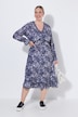 Midikleid, A-Linie, Alloverdruck, Rüschen
