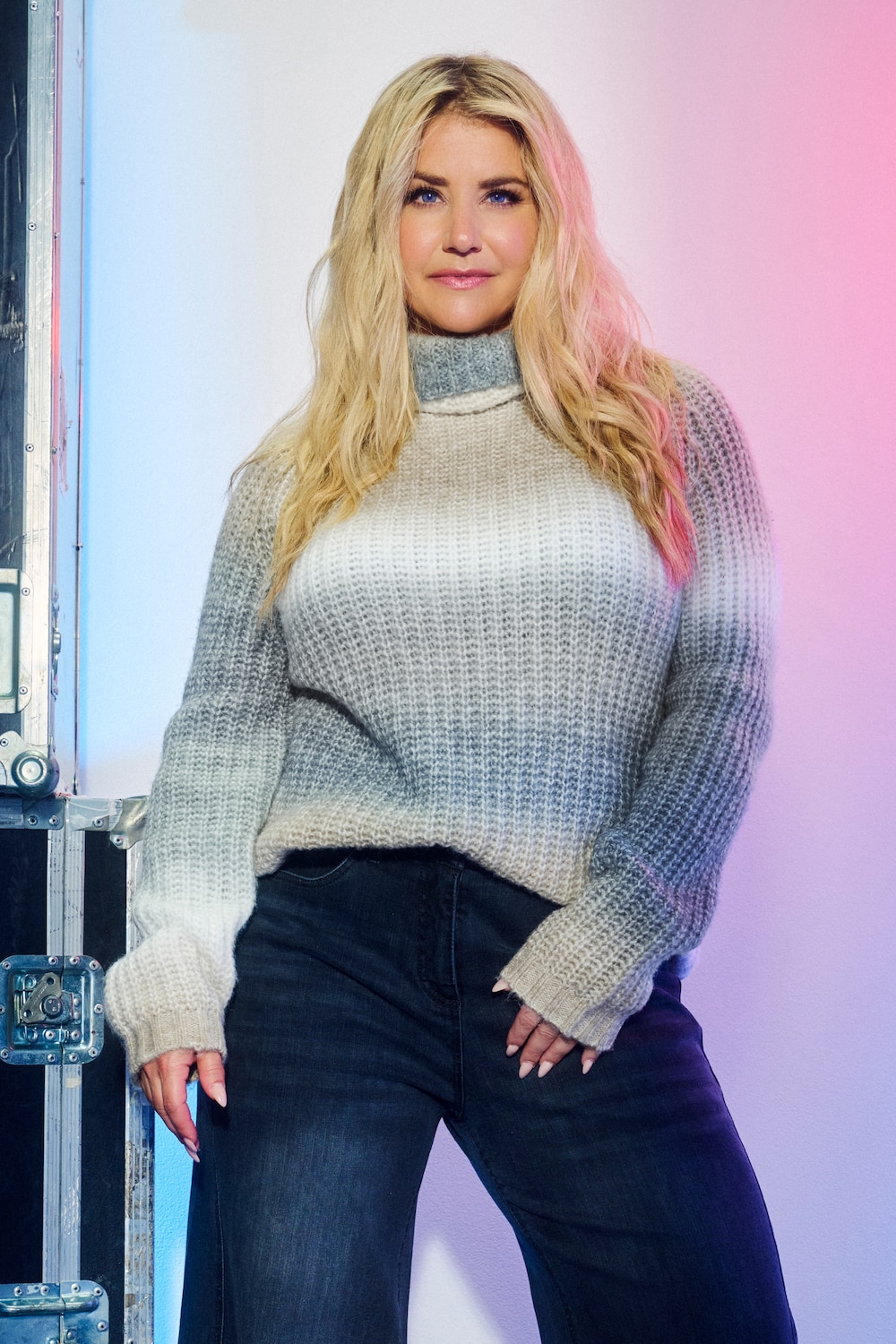 Genser, gradient, turtleneck, lange ermer