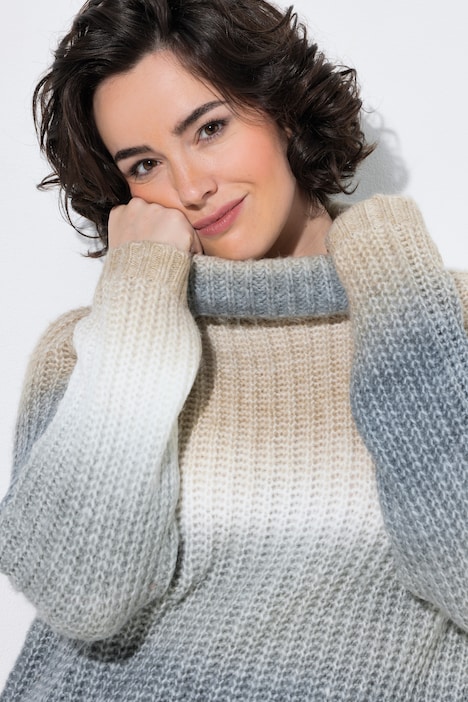 Pullover, Farbverlauf, Rollkragen, Langarm