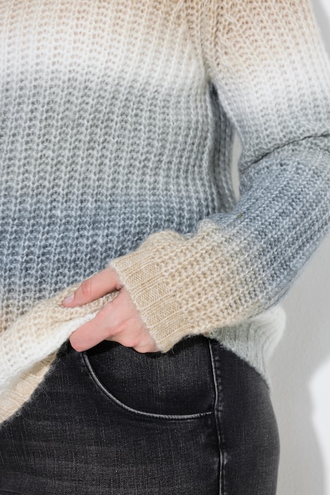 Pullover, Farbverlauf, Rollkragen, Langarm