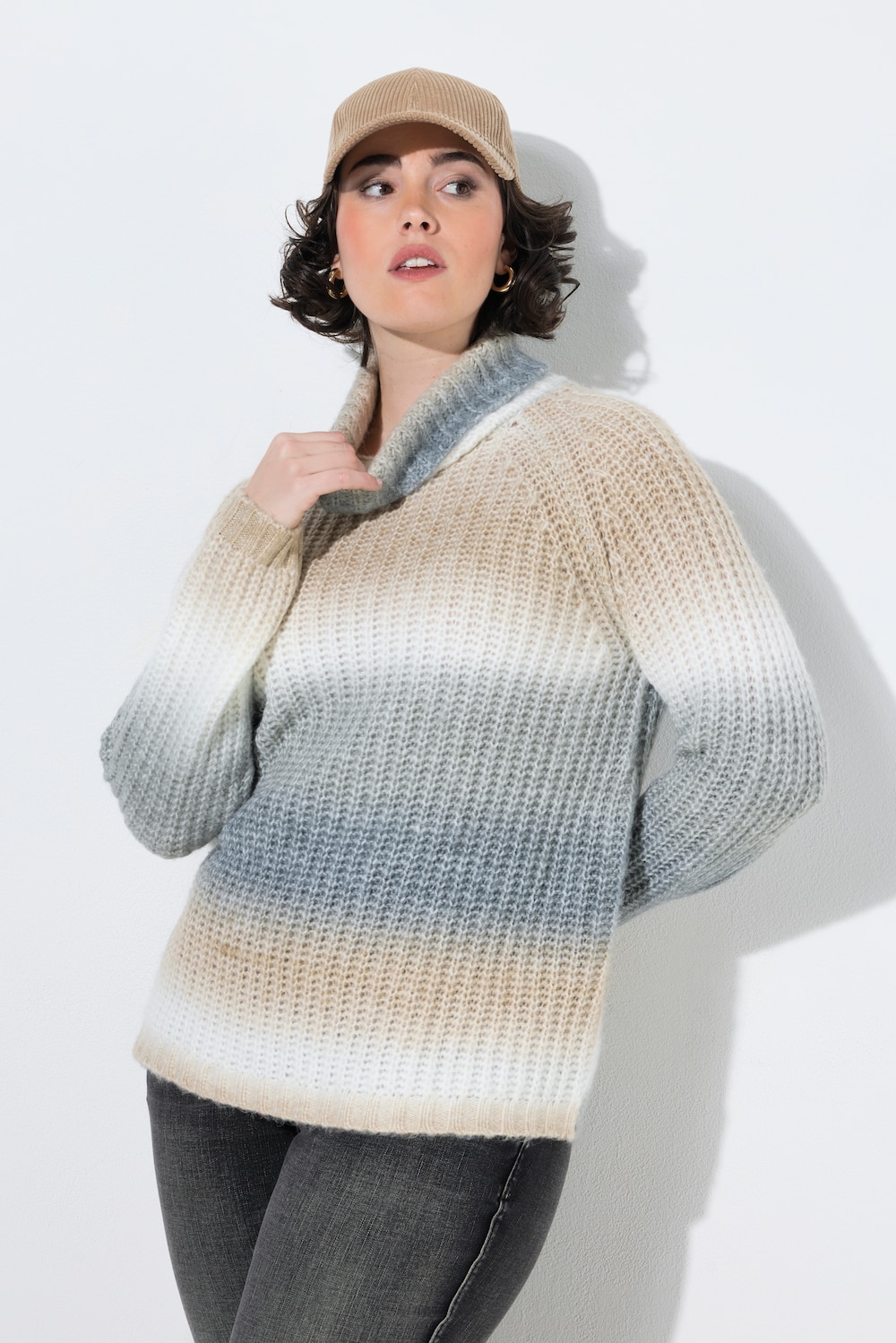 Pullover, Farbverlauf, Rollkragen, Langarm