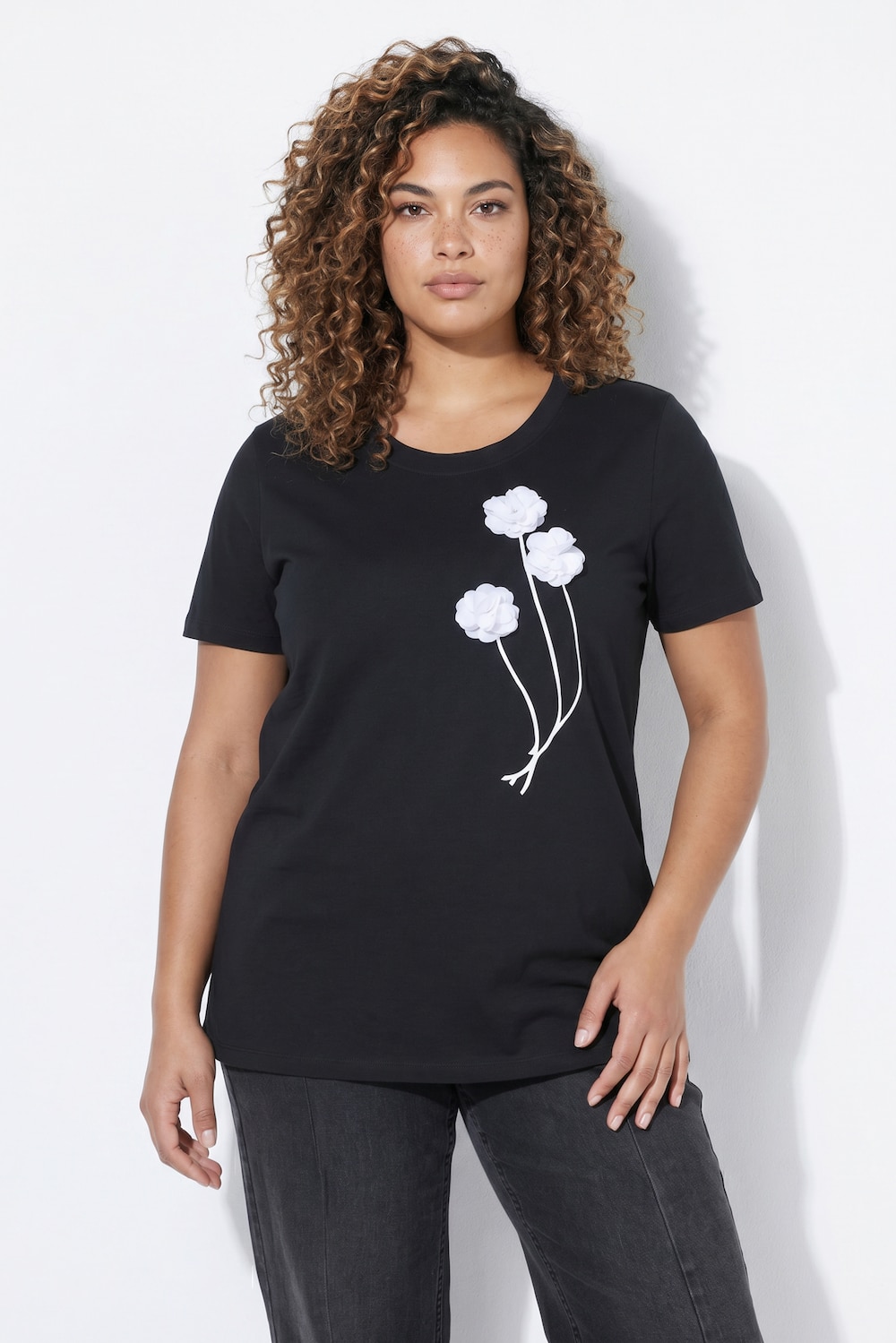 T-Shirt, Komfort Fit, 3D Blüte