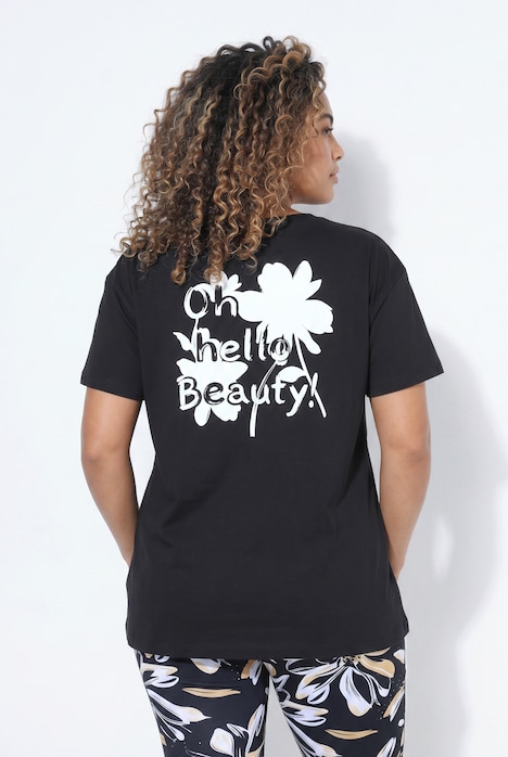 T-paita, Boxy Fit, Hello Beauty -painatus selässä