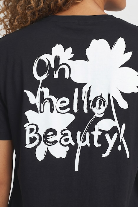 T-paita, Boxy Fit, Hello Beauty -painatus selässä