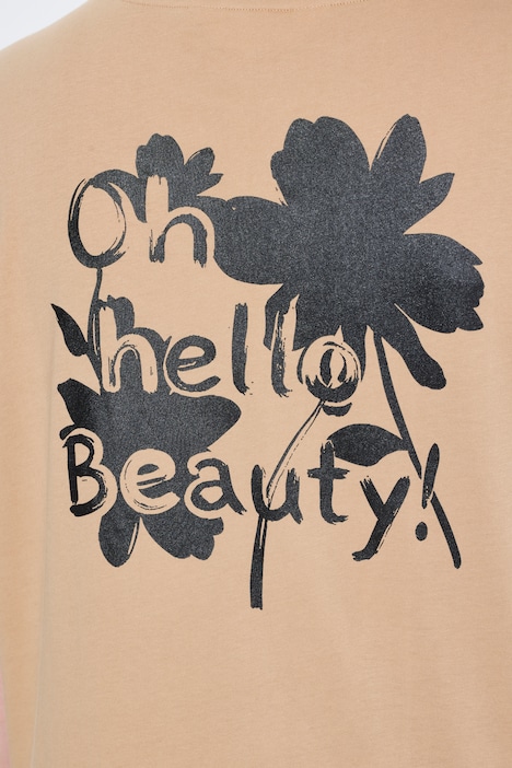 T-paita, Boxy Fit, Hello Beauty -painatus selässä