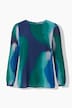 Chiffon-Bluse, doppellagig, Rundhals, Plissee-Langarm