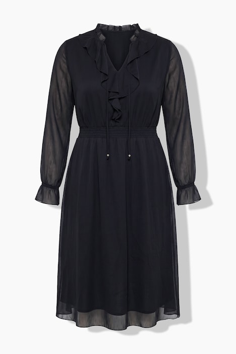 Maxikleid, A-Linie, Chiffon, Volants, elastische Taille