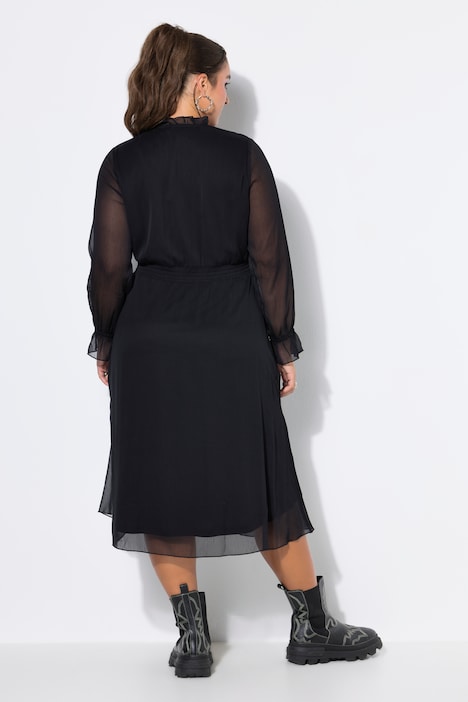 Maxikleid, A-Linie, Chiffon, Volants, elastische Taille