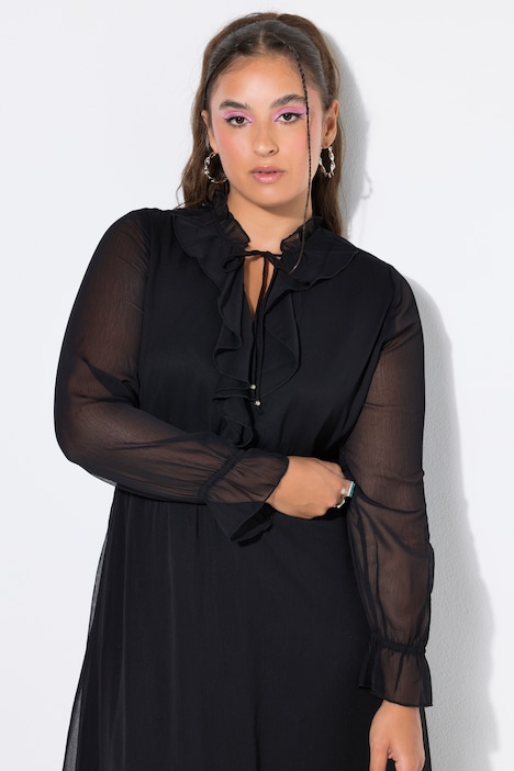 Maxikleid, A-Linie, Chiffon, Volants, elastische Taille
