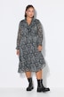 Midikleid, A-Linie, Chiffon, Flowerprint, Volants, elastische Taille