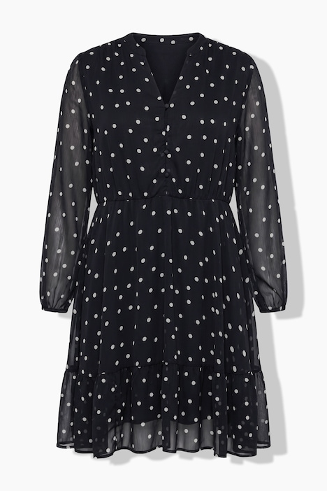 Kleid, Chiffon mit Punkten, blickdichtes Unterkleid