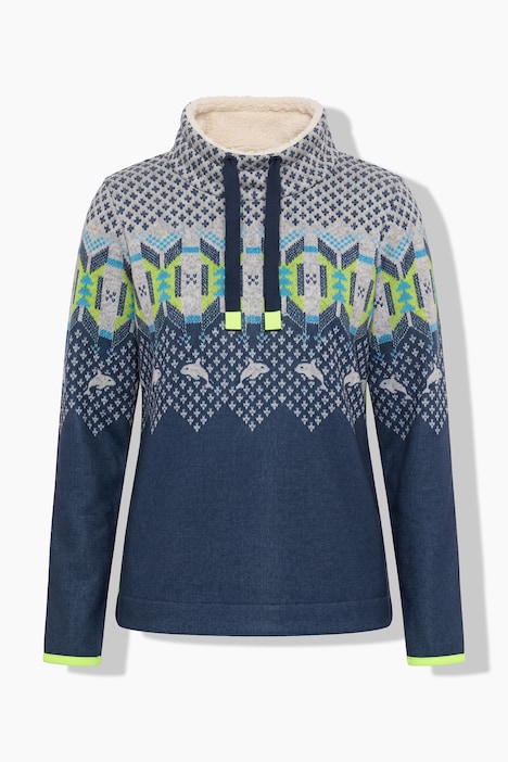 Norweger Strickfleece - Pullover. Langarm, Stehkragen